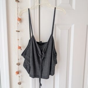 Forever 21 Charcoal Ribbed Tie-Front Cami